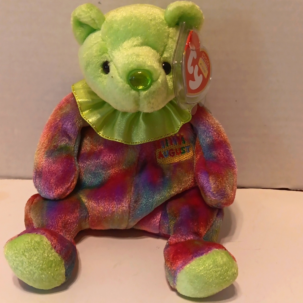 August    TY BEANIE BABY Birthday Bear green
